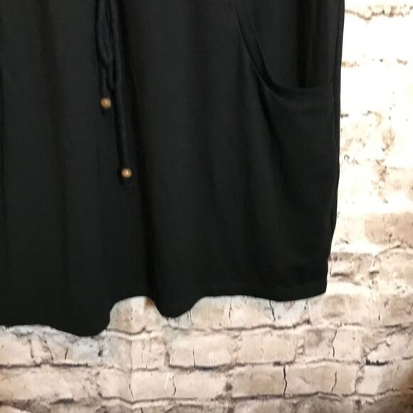 Talbots Dress Womens Medium Black Drawstring Mesh Lace Trim Pockets Stretch - Picture 9 of 15